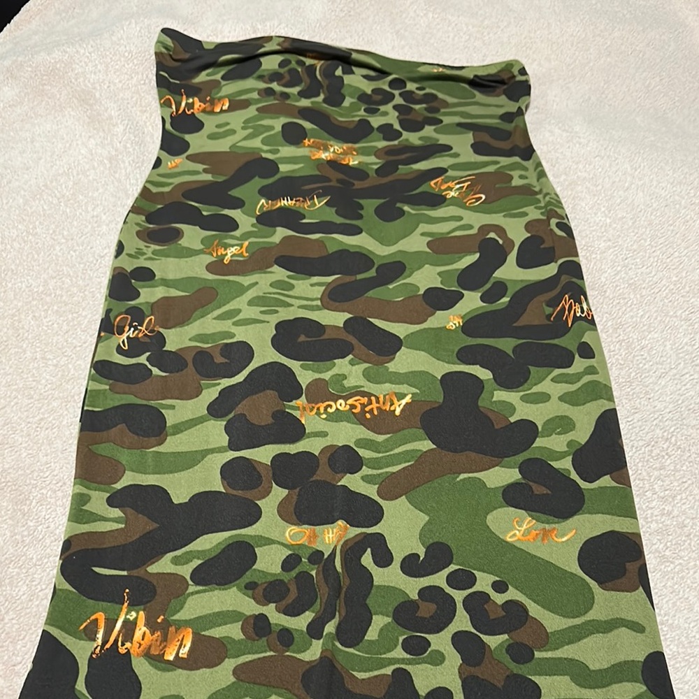 Camouflage Tube Dress with Orange Accents